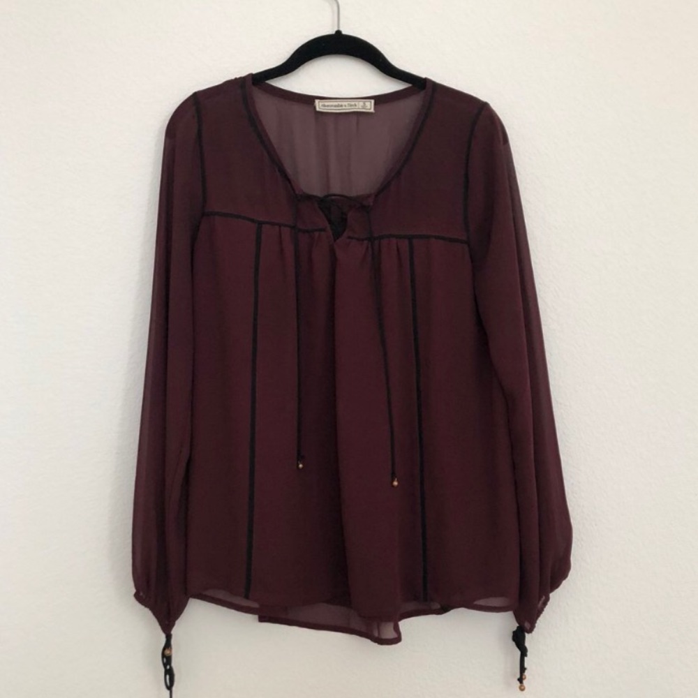 Abercrombie long sleeve maroon blouse size SM